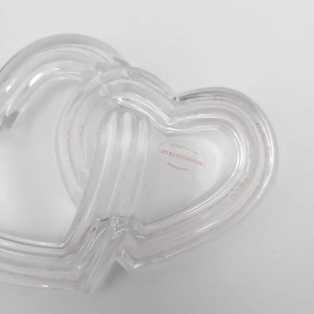 Vintage Teleflora Crystal Double Heart 24% LEAD CRYSTAL MADE IN FRANCE Just LID‎